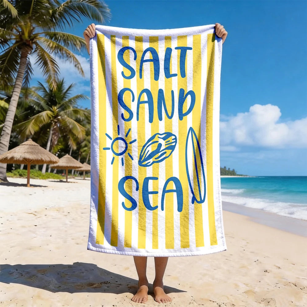 1pc Assorted Summer Beach Towels: Lemon, Crab, Retro Italian Vibes & Coastal Prints