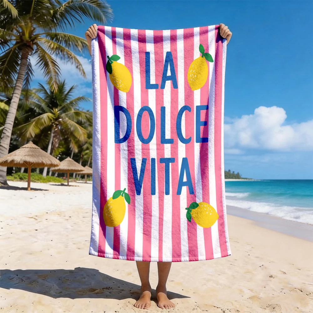 1pc Assorted Summer Beach Towels: Lemon, Crab, Retro Italian Vibes & Coastal Prints