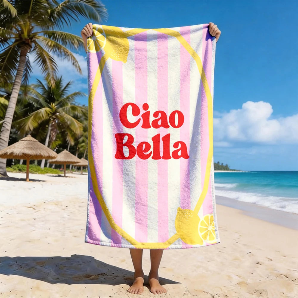 1pc Assorted Summer Beach Towels: Lemon, Crab, Retro Italian Vibes & Coastal Prints
