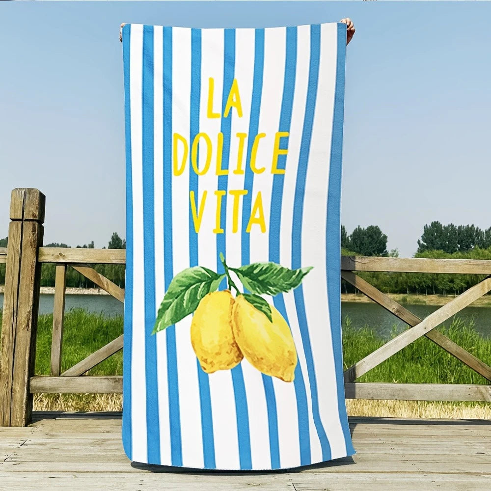 1pc Assorted Summer Beach Towels: Lemon, Crab, Retro Italian Vibes & Coastal Prints