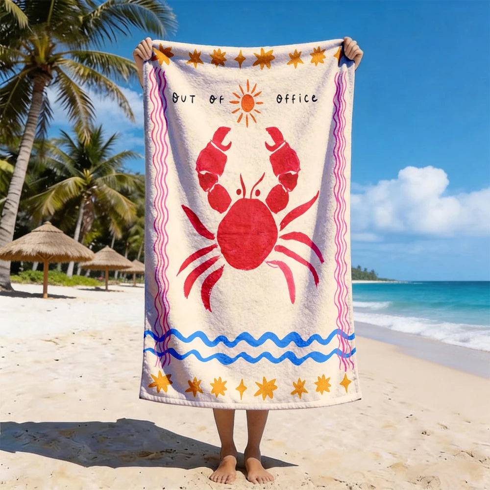 1pc Assorted Summer Beach Towels: Lemon, Crab, Retro Italian Vibes & Coastal Prints