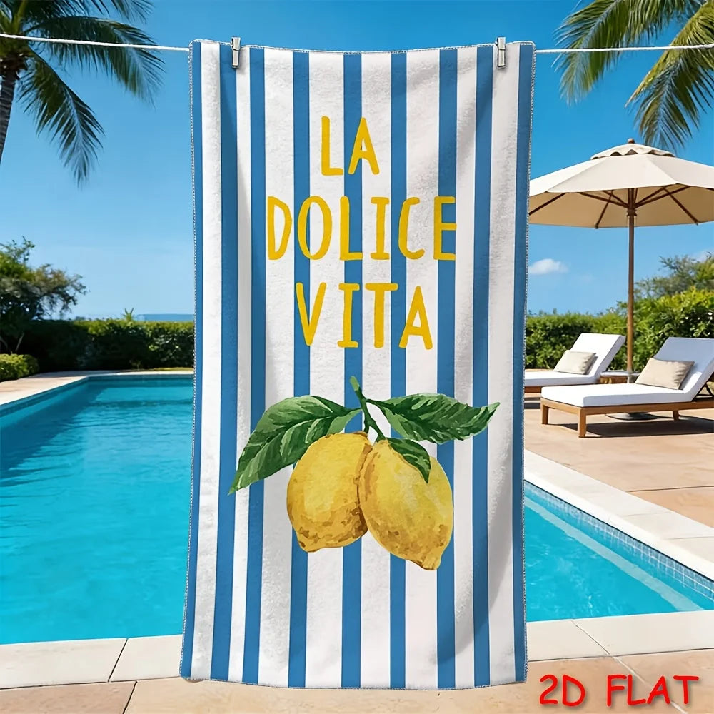 1pc Assorted Summer Beach Towels: Lemon, Crab, Retro Italian Vibes & Coastal Prints