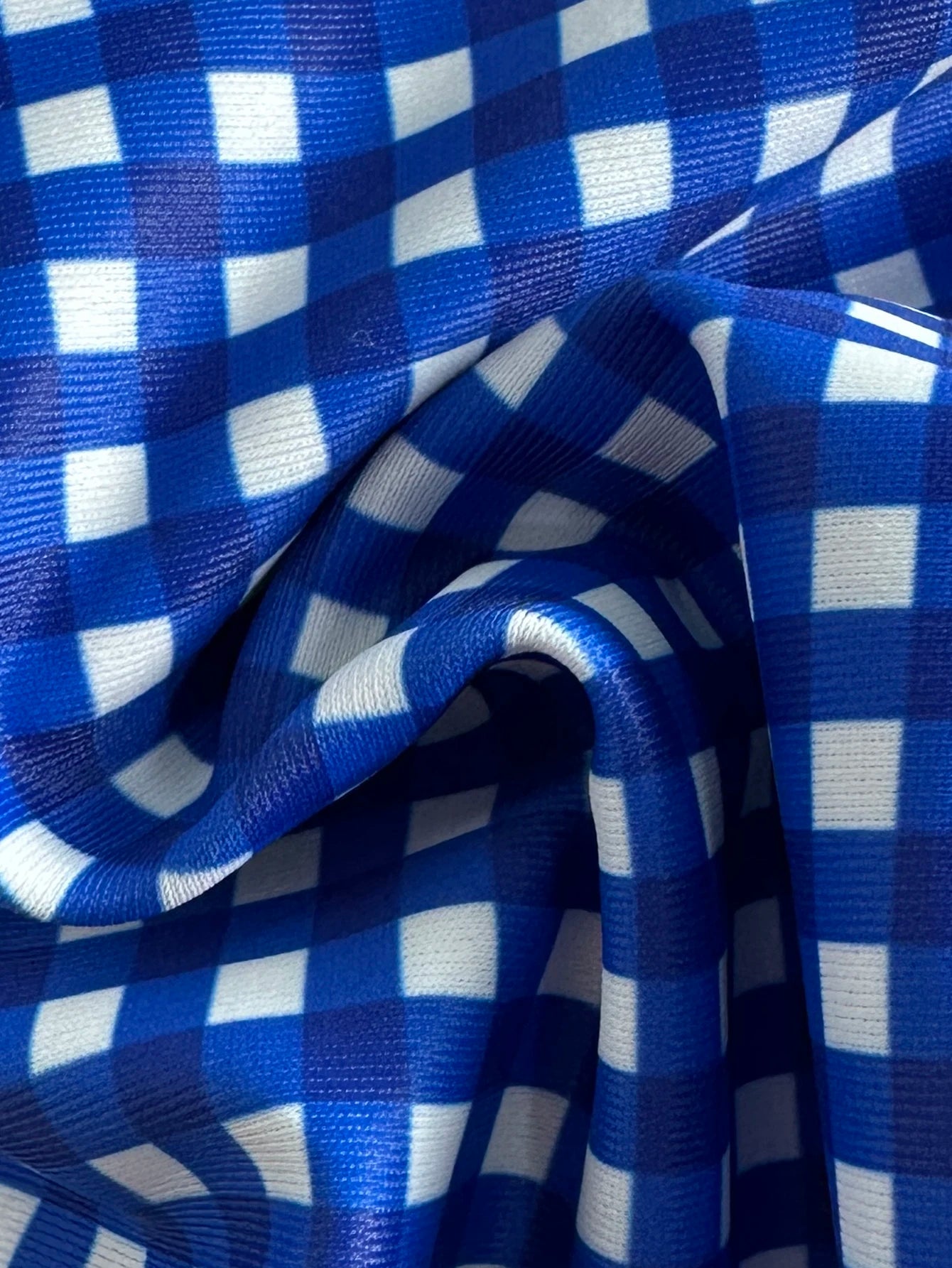 Mat Blue and White Plaid Two-Piece